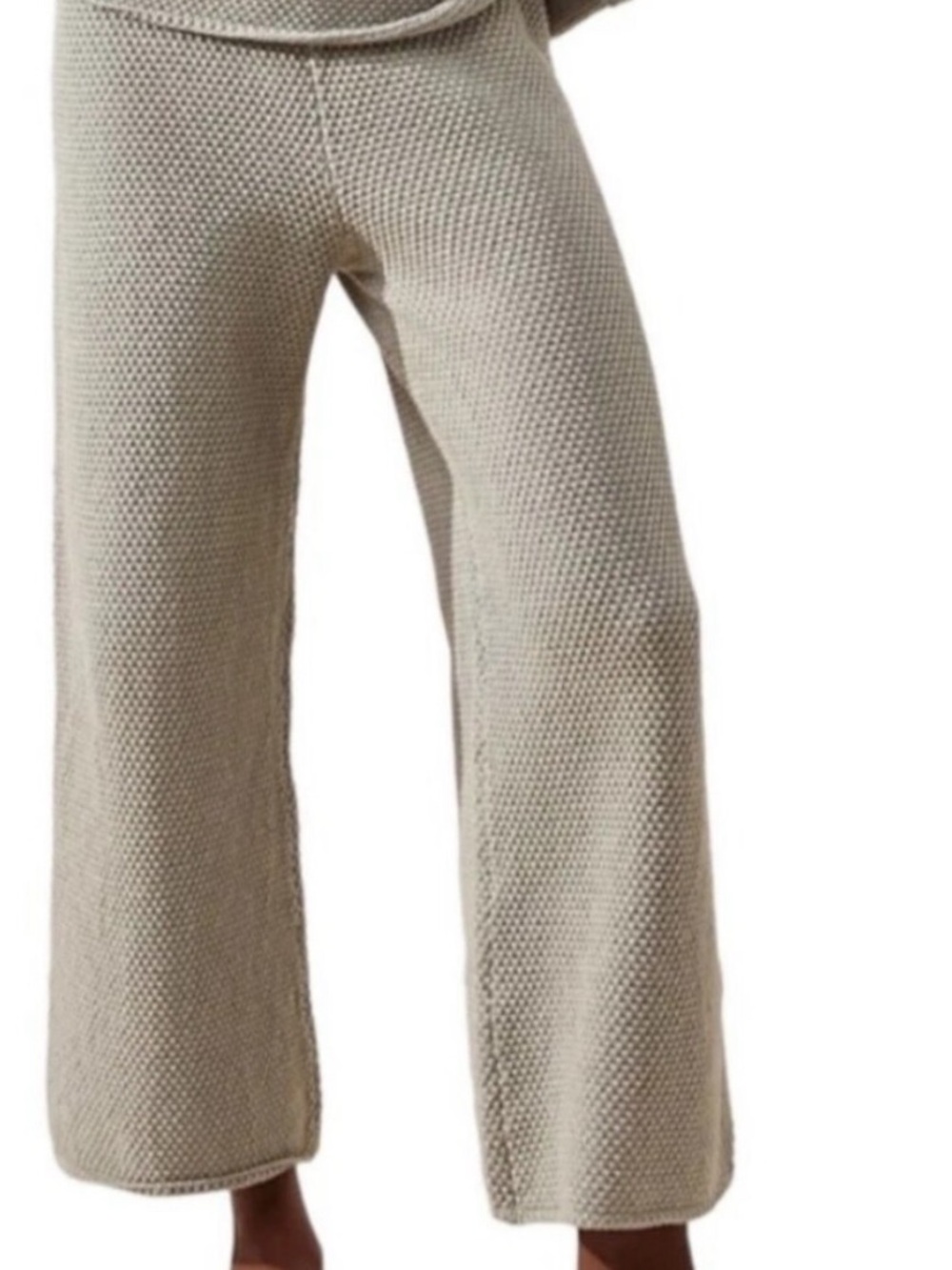 FP Beach Hailey cream Cotton Waffle Knit Lounge Sweater Pants Size medium